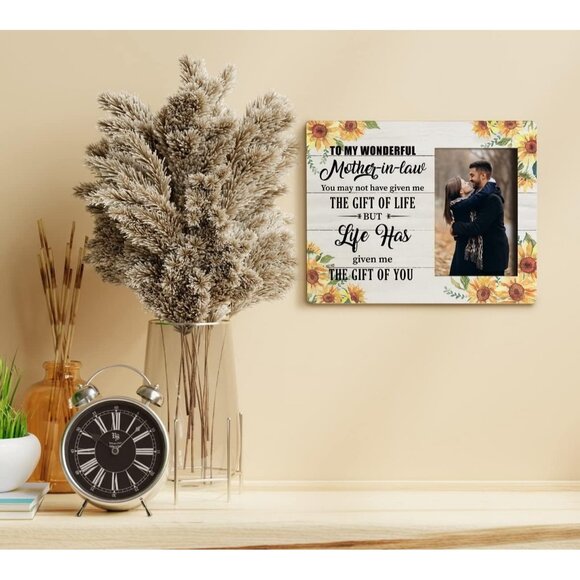 Mother-In-Law Gift Picture Frame 4x6 Photo Sunflower Design Hanging Tabletop - Picture 6 of 11